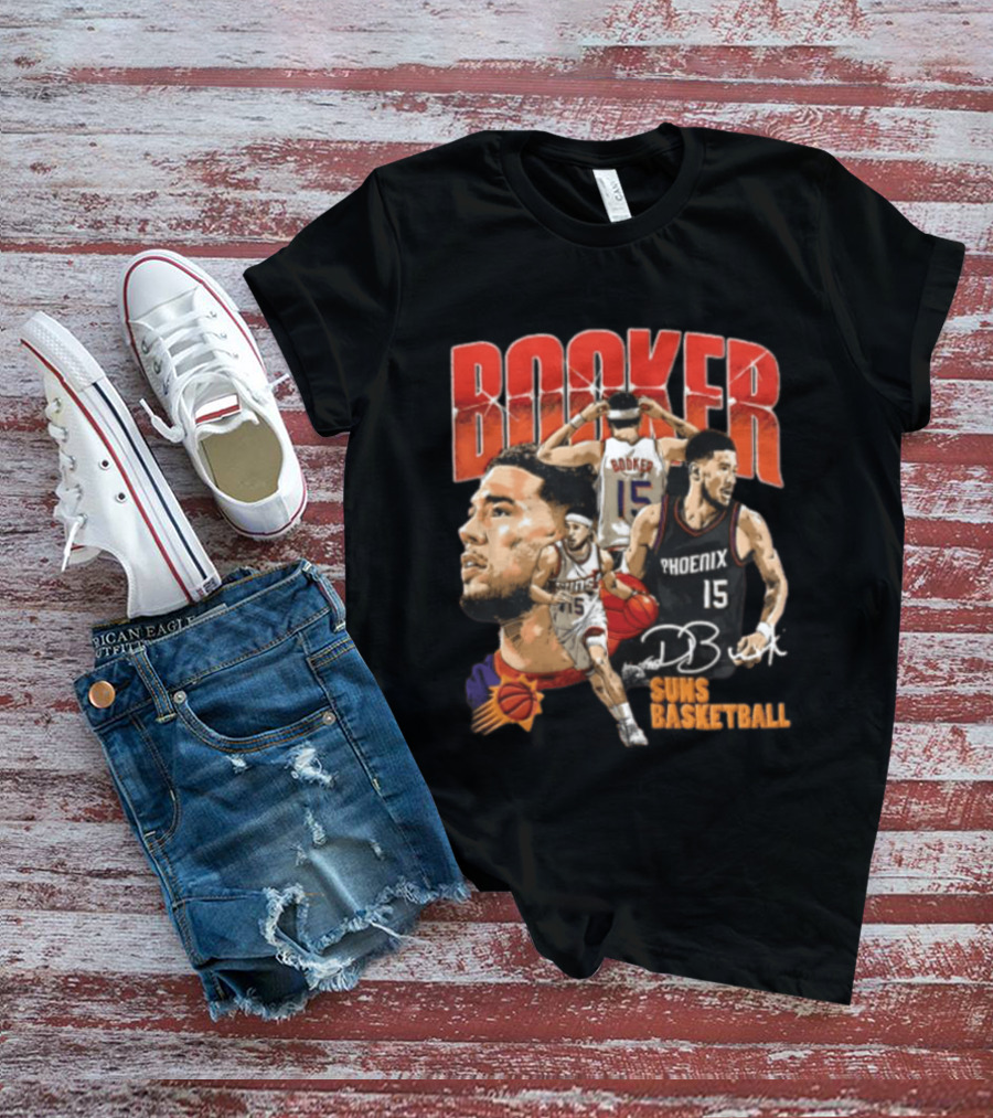 Devin Booker Phoenix Suns Basketball Player Action 15 Suns NBA Basketball T-Shirt