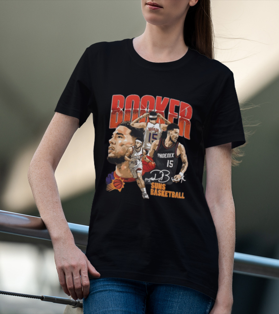 Devin Booker Phoenix Suns Basketball Player Action 15 Suns NBA Basketball T-Shirt