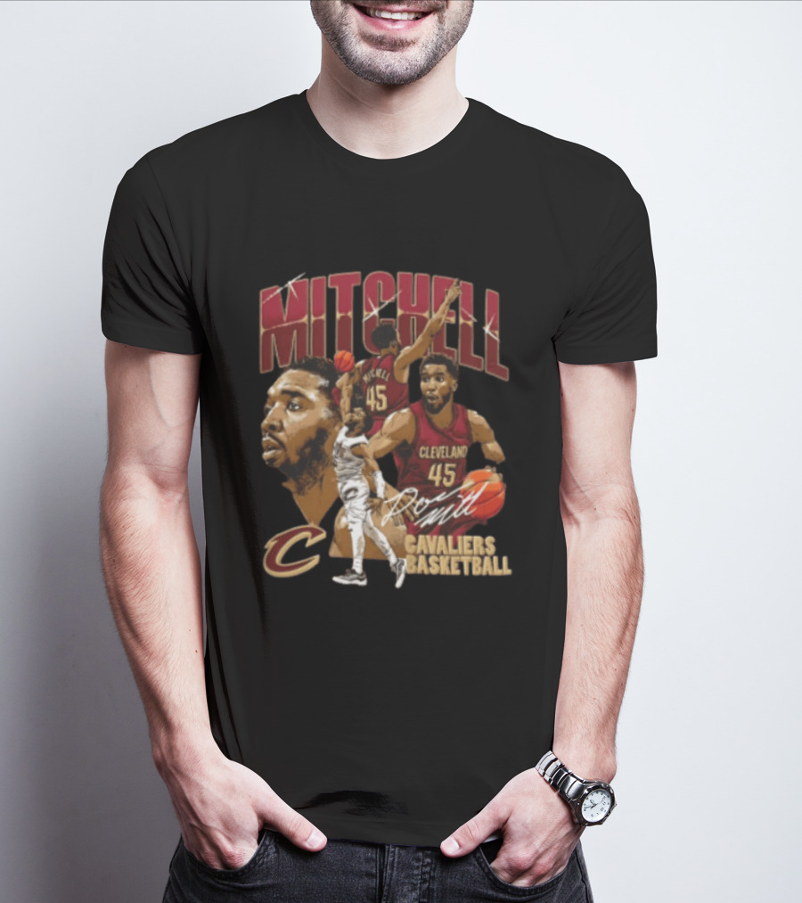 Donovan Mitchell Cleveland Cavaliers Basketball 45 Player Action Poses T-Shirt