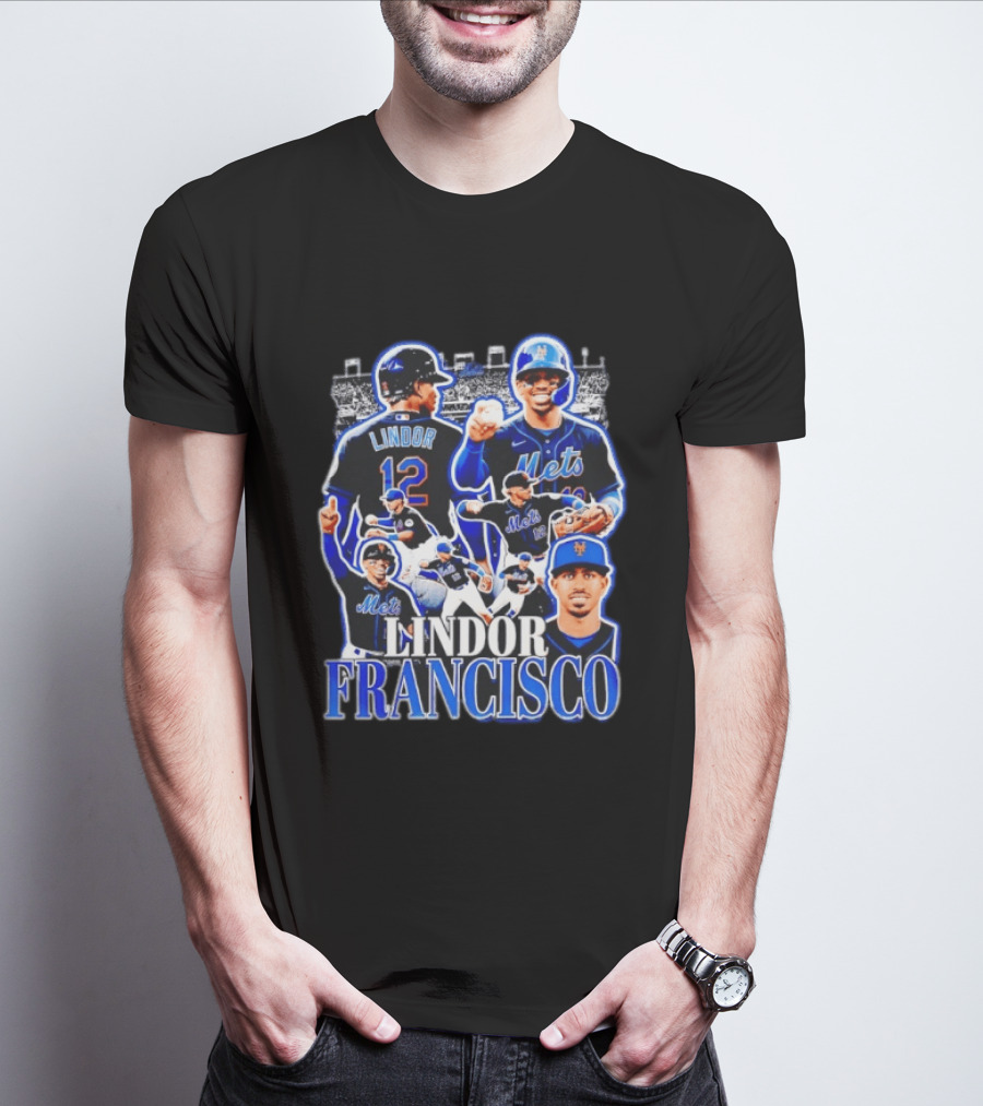 Francisco Lindor Mets 12 MLB Baseball Player Collage T-Shirt