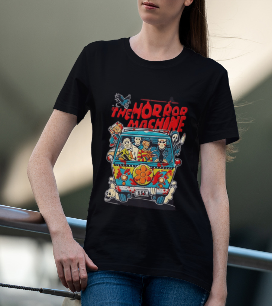 The Horror Machine Halloween Movie Icons Spooky Van Adventure T-Shirt
