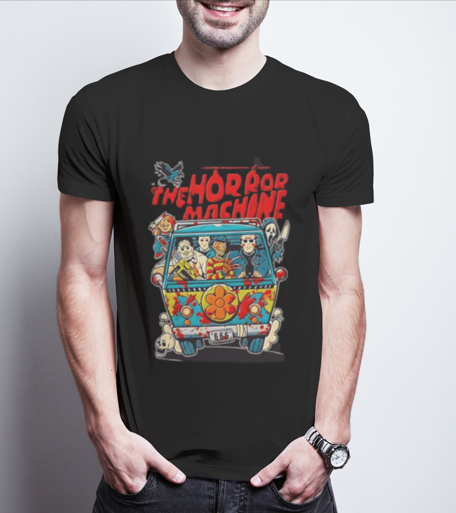The Horror Machine Halloween Movie Icons Spooky Van Adventure T-Shirt
