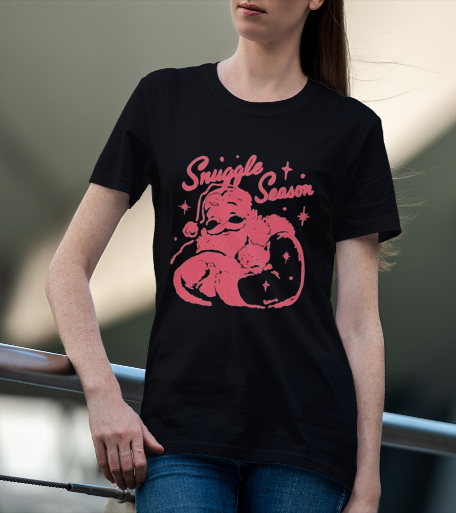 Snuggle Season Santa Claus Christmas Cat T-Shirt