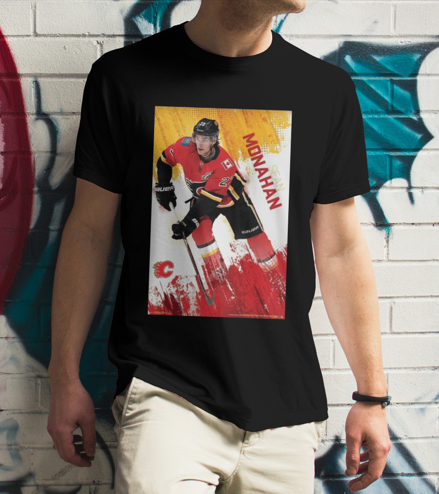 Sean Monahan Calgary Flames NHL Hockey Action T-Shirt