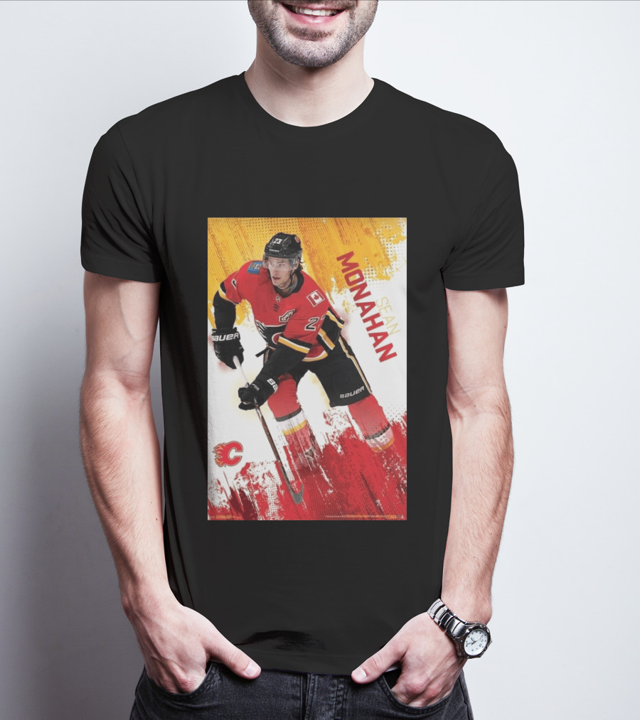 Sean Monahan Calgary Flames NHL Hockey Action T-Shirt