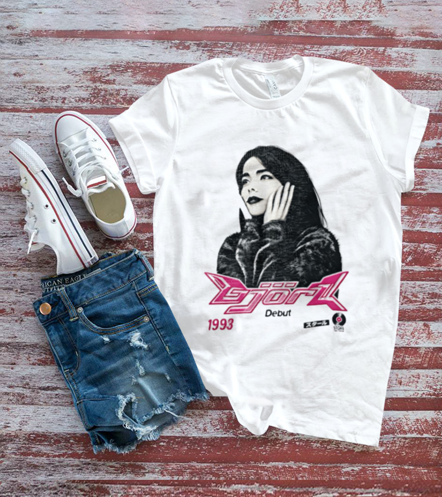 Bjork Debut 1993 Woman Hands On Face Pink T-Shirt