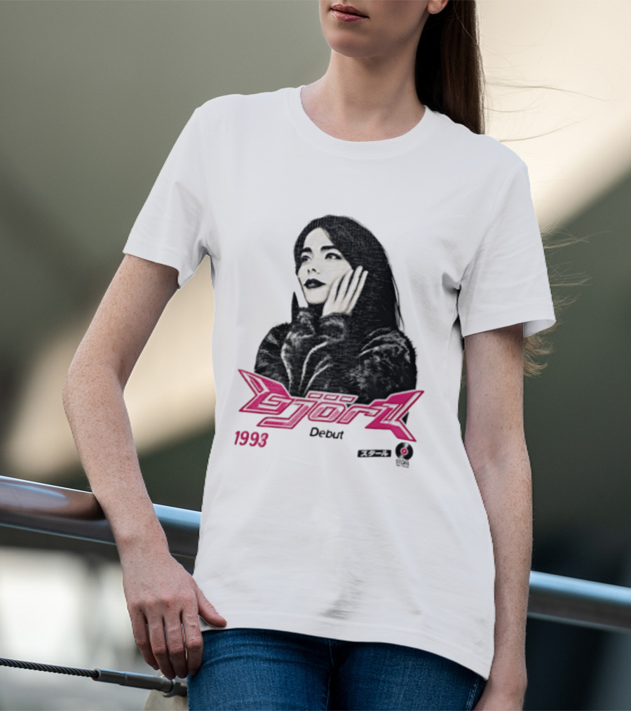 Bjork Debut 1993 Woman Hands On Face Pink T-Shirt