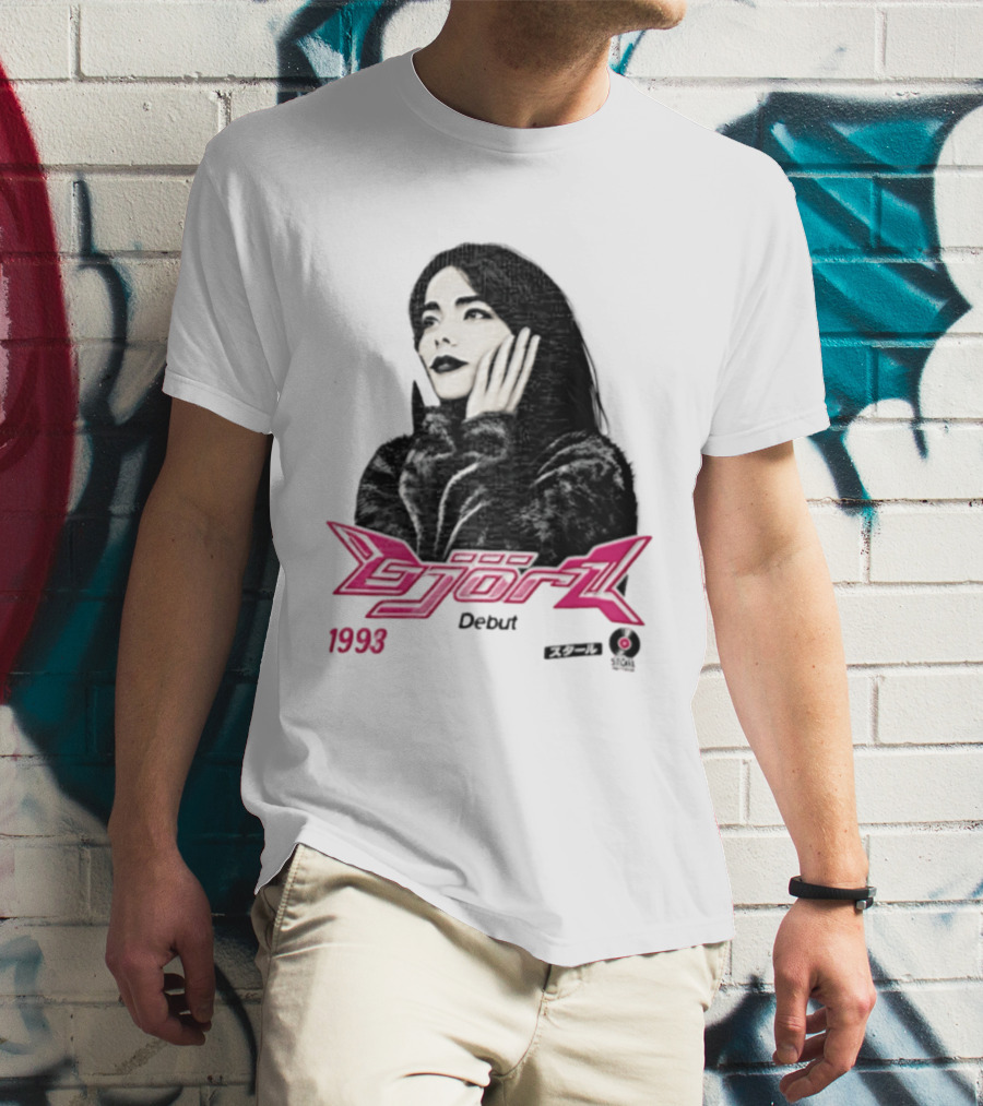 Bjork Debut 1993 Woman Hands On Face Pink T-Shirt