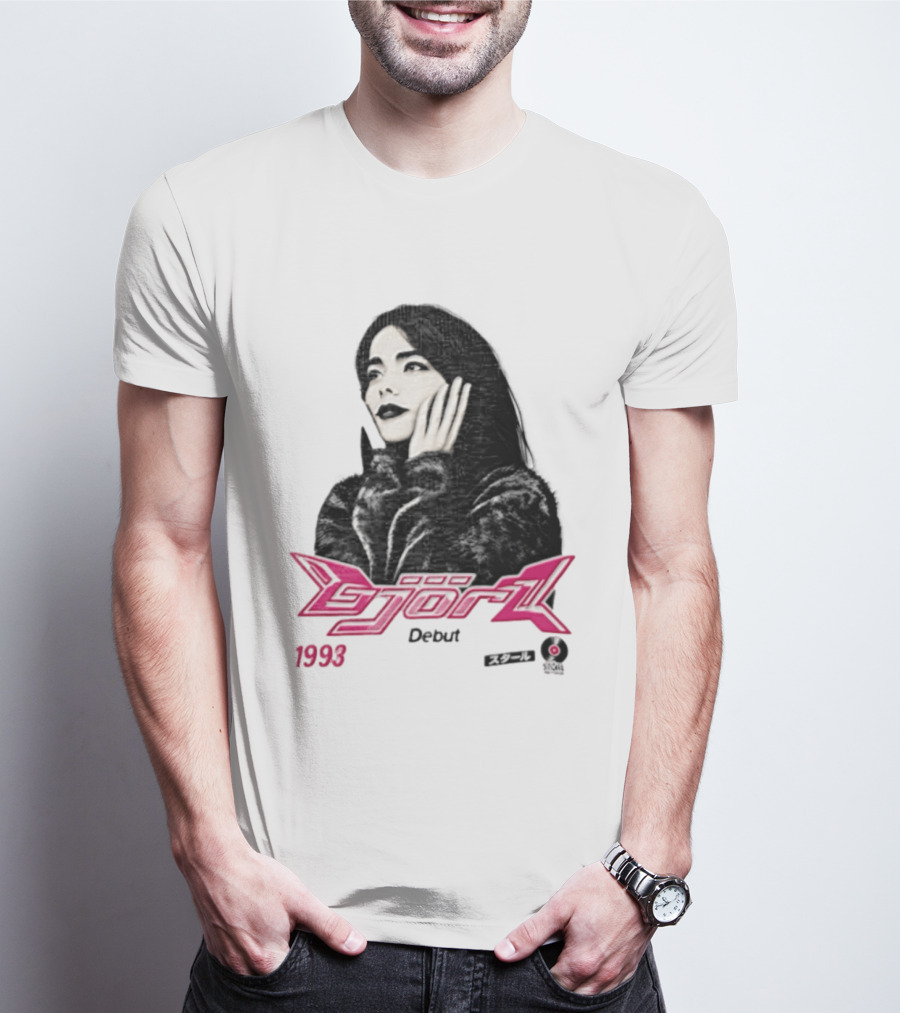 Bjork Debut 1993 Woman Hands On Face Pink T-Shirt