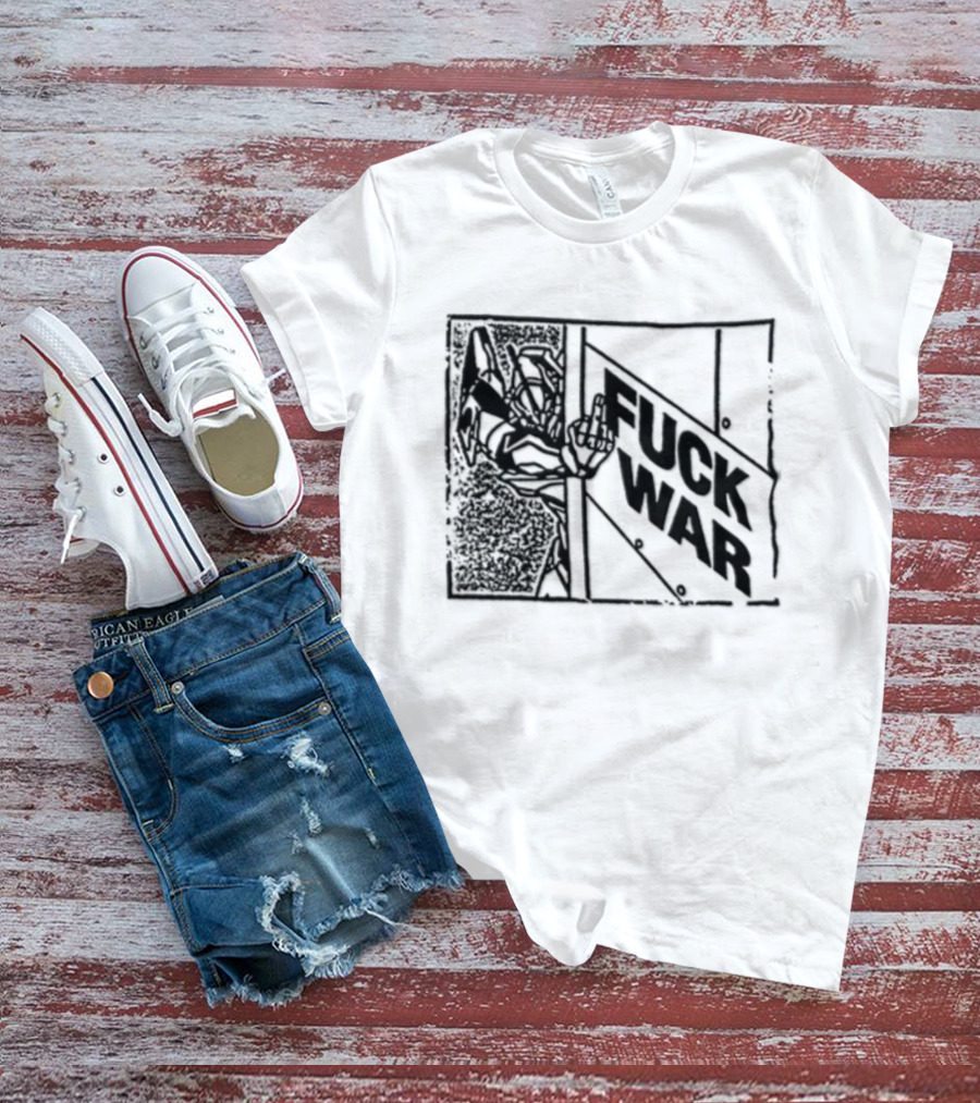 Fuck War Robot Middle Finger Gesture T-Shirt