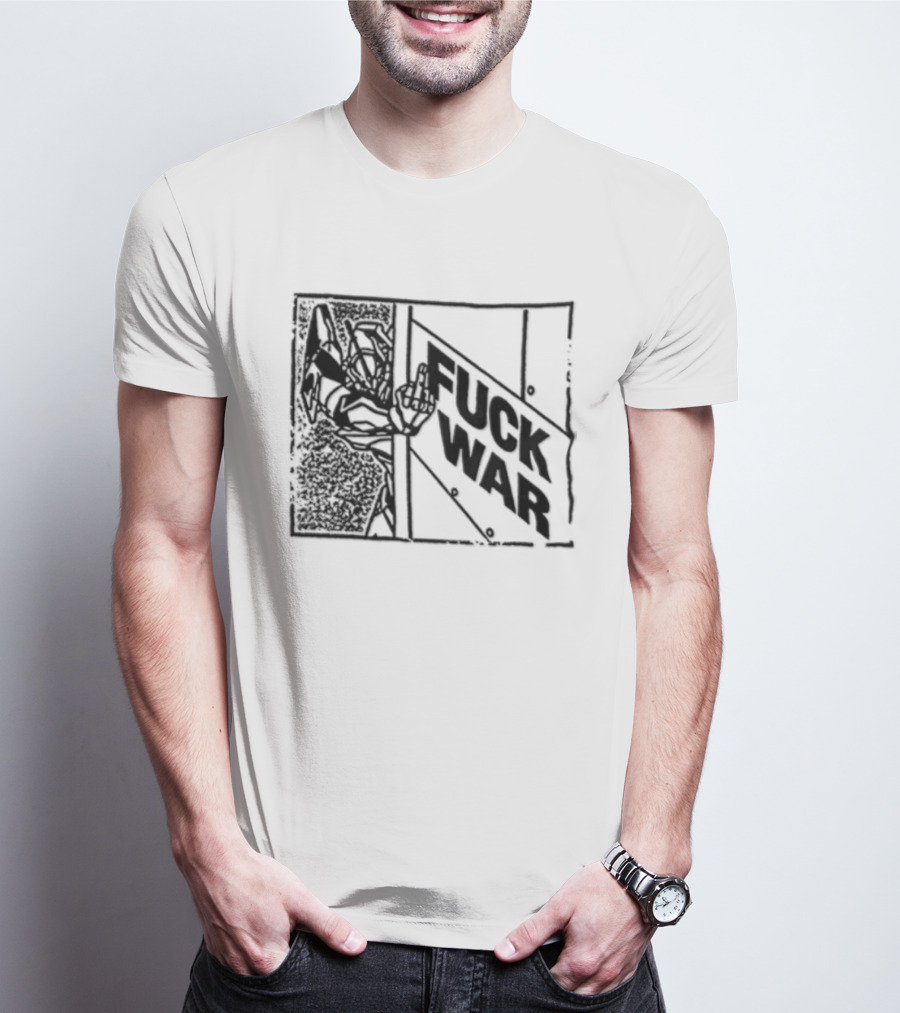 Fuck War Robot Middle Finger Gesture T-Shirt