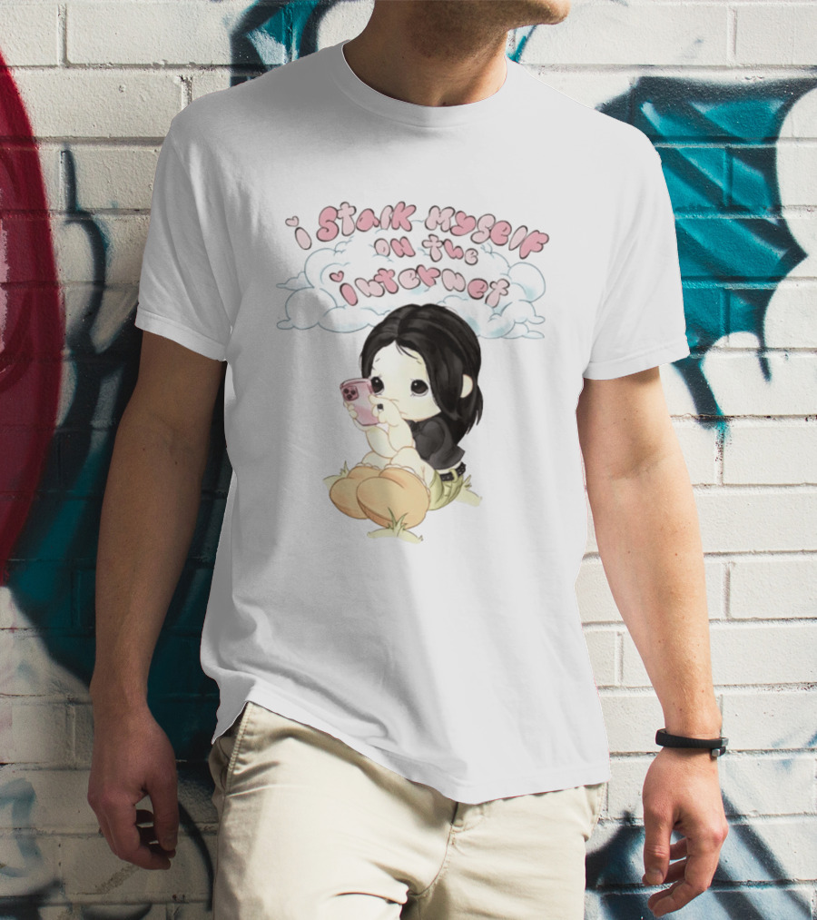 I Stalk Myself On The Internet Cute Cartoon Character With Phone T-Shirt