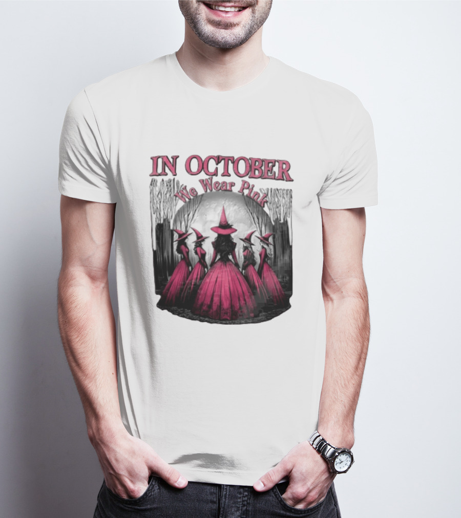 In October We Wear Pink Five Witches Pink Dresses Forest Moon T-Shirt
