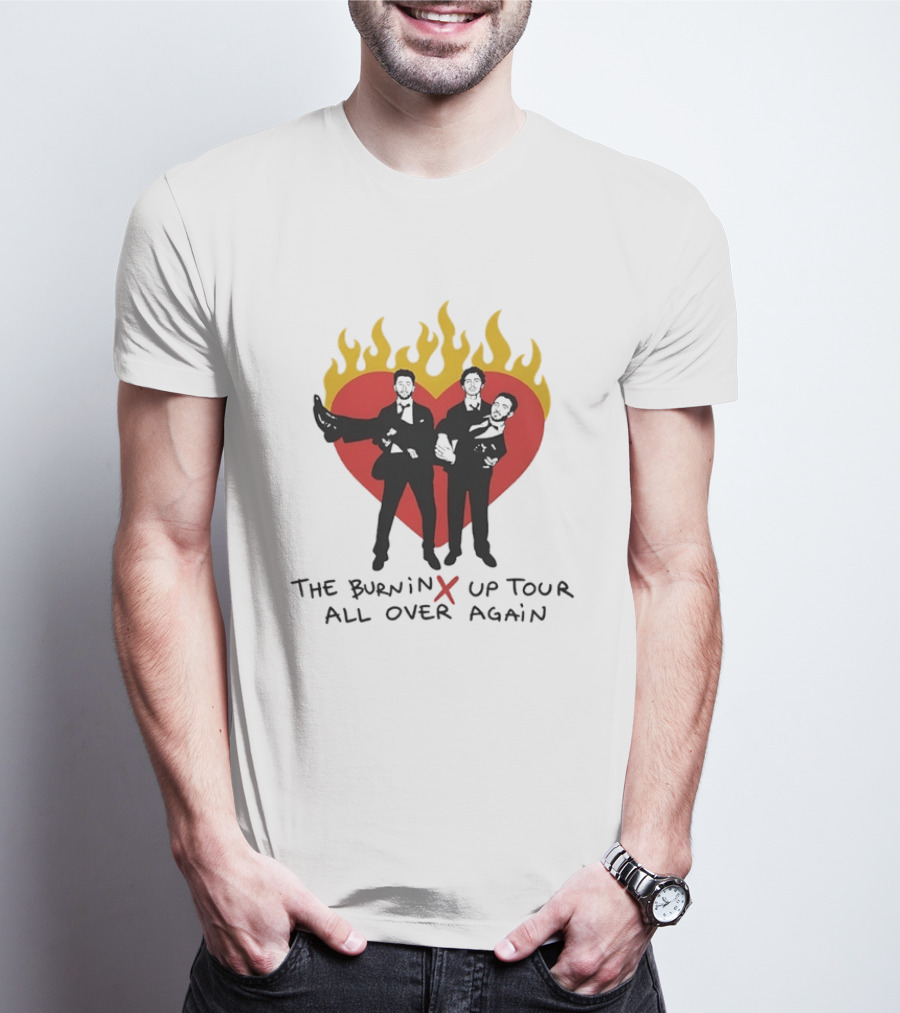 Jonas Brothers Burnin Up Tour All Over Again Fiery Heart Trio T-Shirt