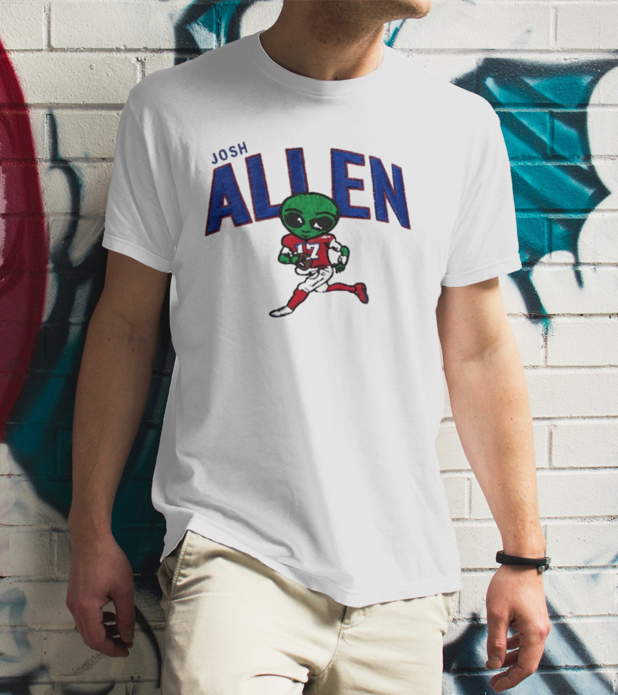 Josh Allen Buffalo Bills Alien 17 Football Player Running T-Shirt