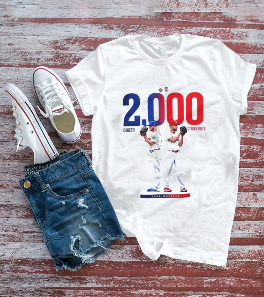 Zack Wheeler 2000 Career Strikeouts NY Mets Philadelphia Phillies T-Shirt