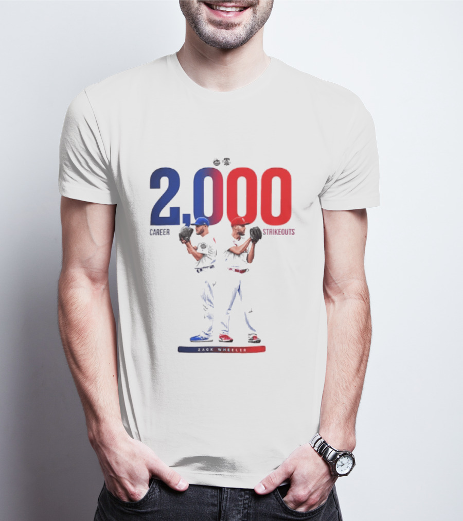 Zack Wheeler 2000 Career Strikeouts NY Mets Philadelphia Phillies T-Shirt