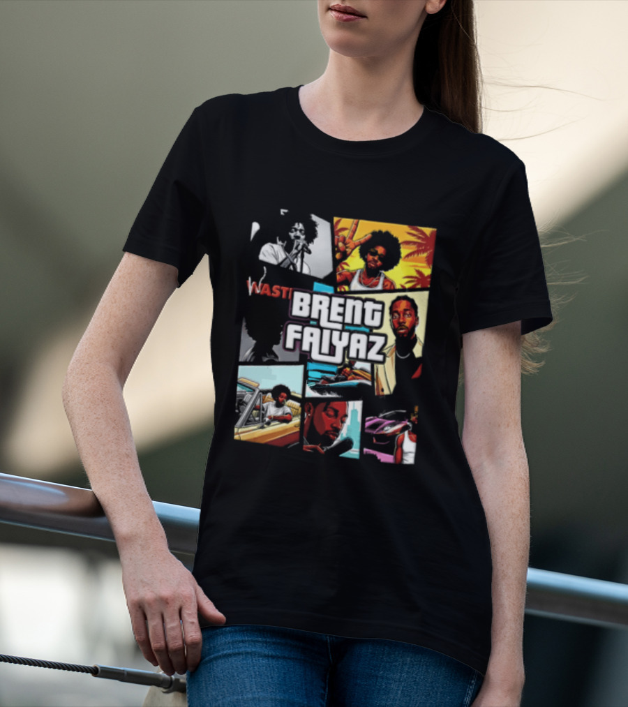 Brent Faiyaz Wasteland Multiple Panels Singer Lifestyle Retro Beach Vibe T-Shirt