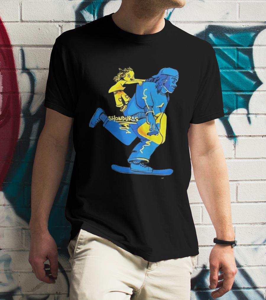 Shonduras Skateboard Skater Yellow Blue T-Shirt