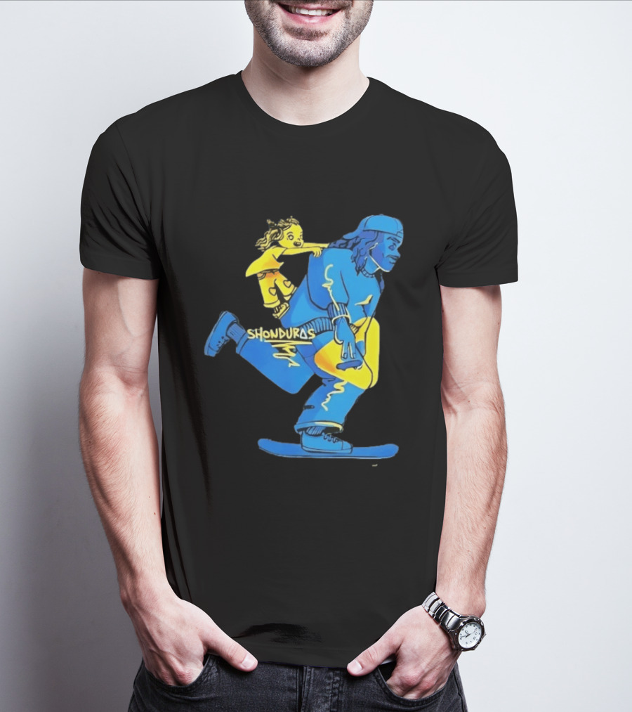 Shonduras Skateboard Skater Yellow Blue T-Shirt