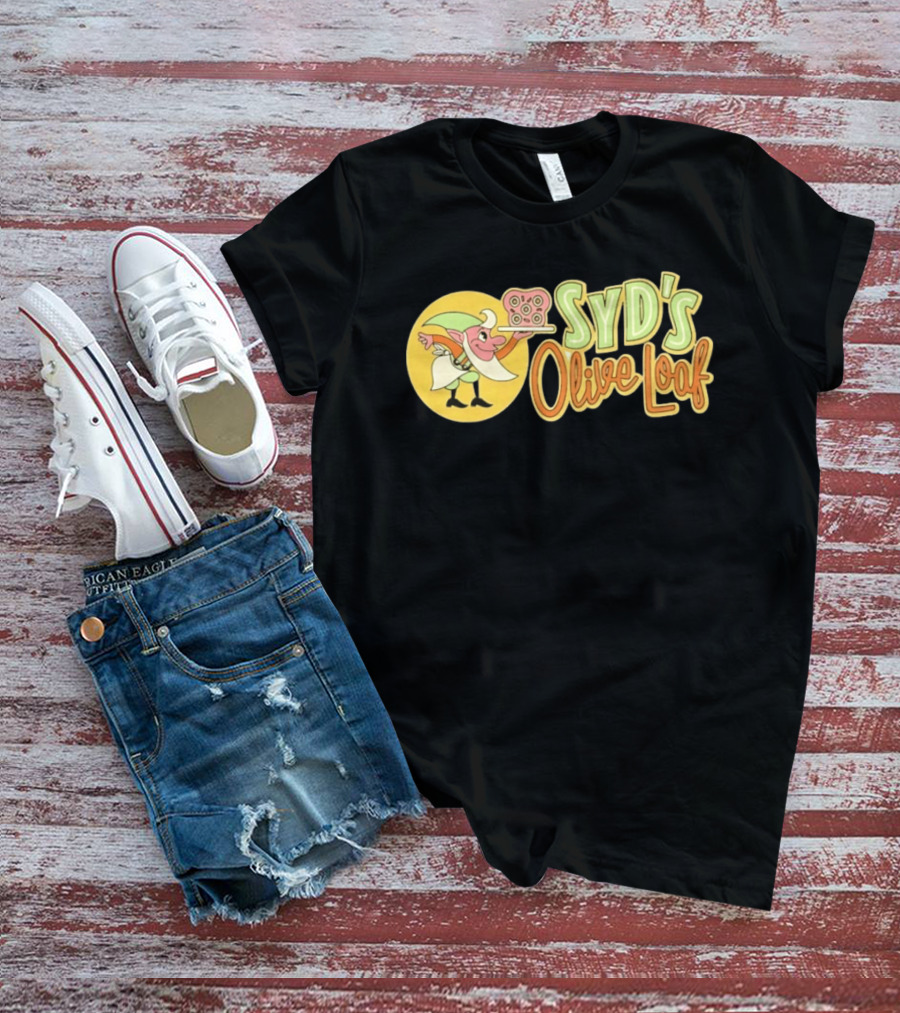 Syd's Olive Loaf Elf Holding Sandwich T-Shirt