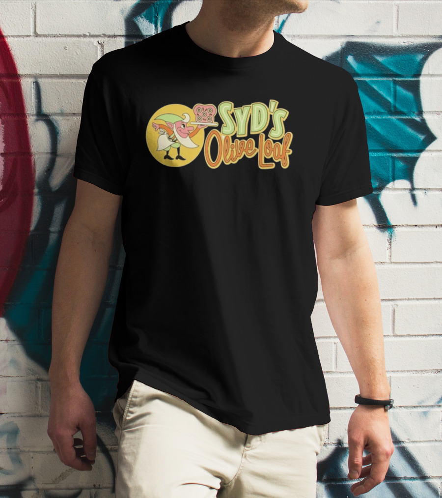 Syd's Olive Loaf Elf Holding Sandwich T-Shirt
