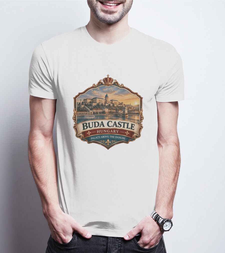 Buda Castle Hungary Palace Above The Danube Majestic Sunset View T-Shirt