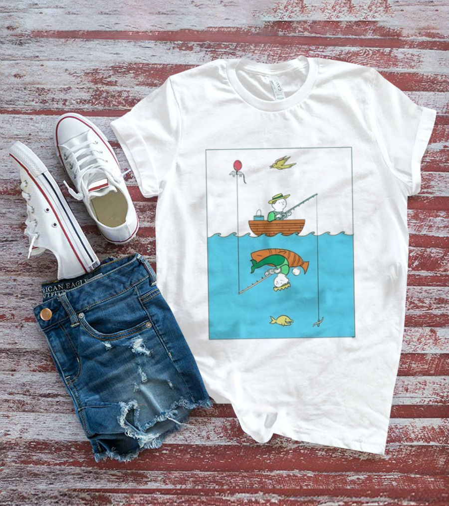 Owenbroadcast Fishing Bear With Turtle And Balloon T-Shirt