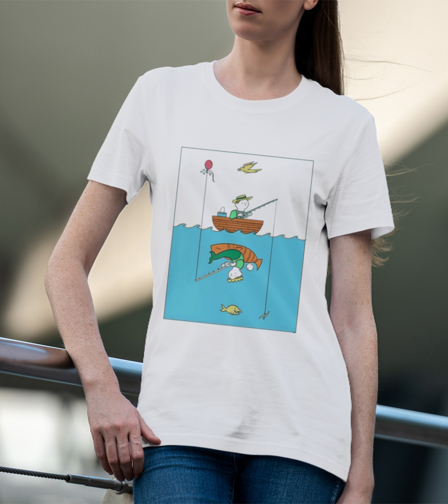 Owenbroadcast Fishing Bear With Turtle And Balloon T-Shirt