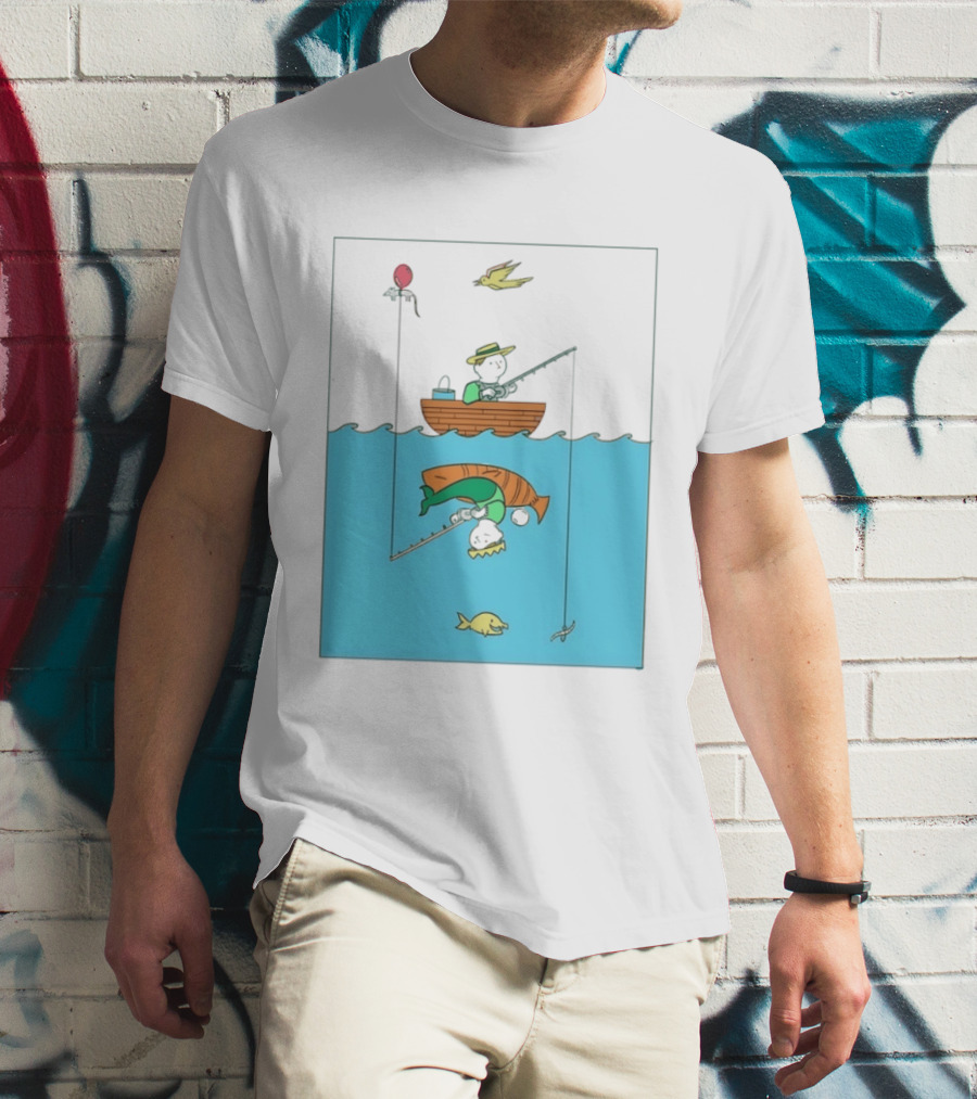 Owenbroadcast Fishing Bear With Turtle And Balloon T-Shirt