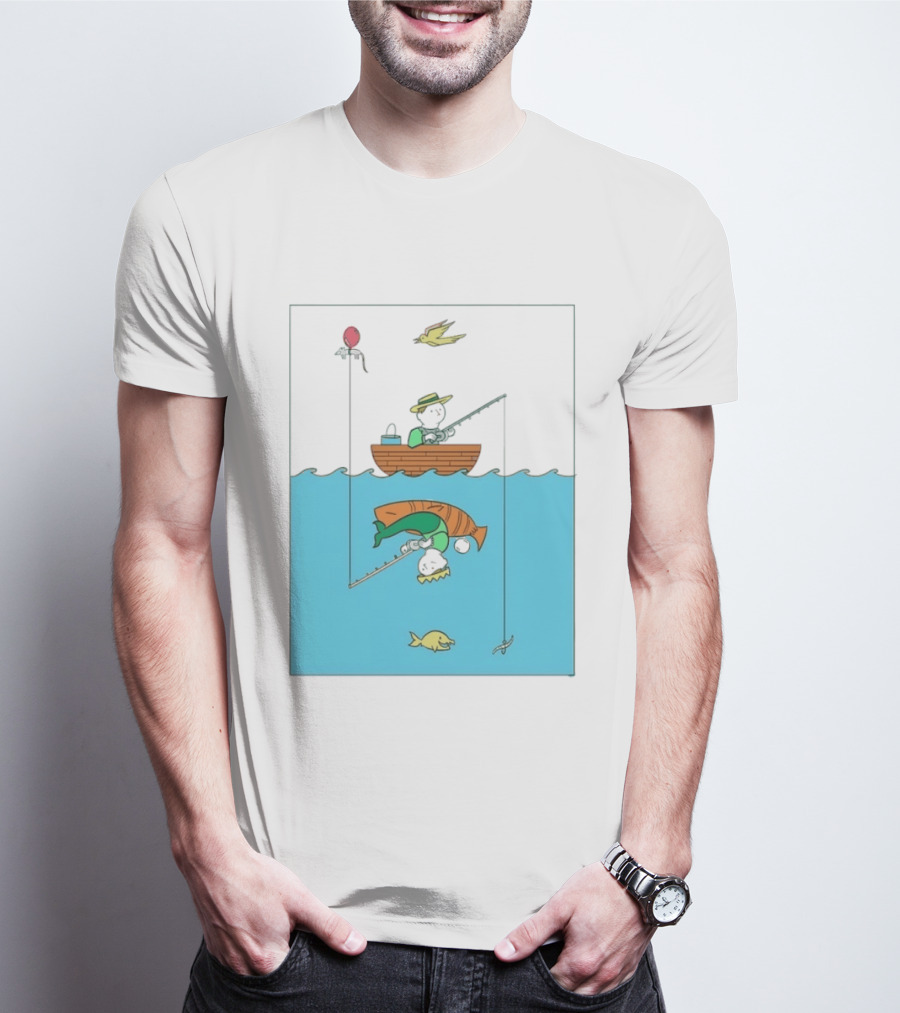 Owenbroadcast Fishing Bear With Turtle And Balloon T-Shirt