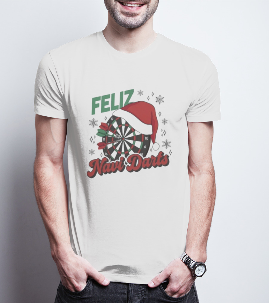 Feliz Navidarts Christmas Santa Hat Darts Board Snowflakes T-Shirt