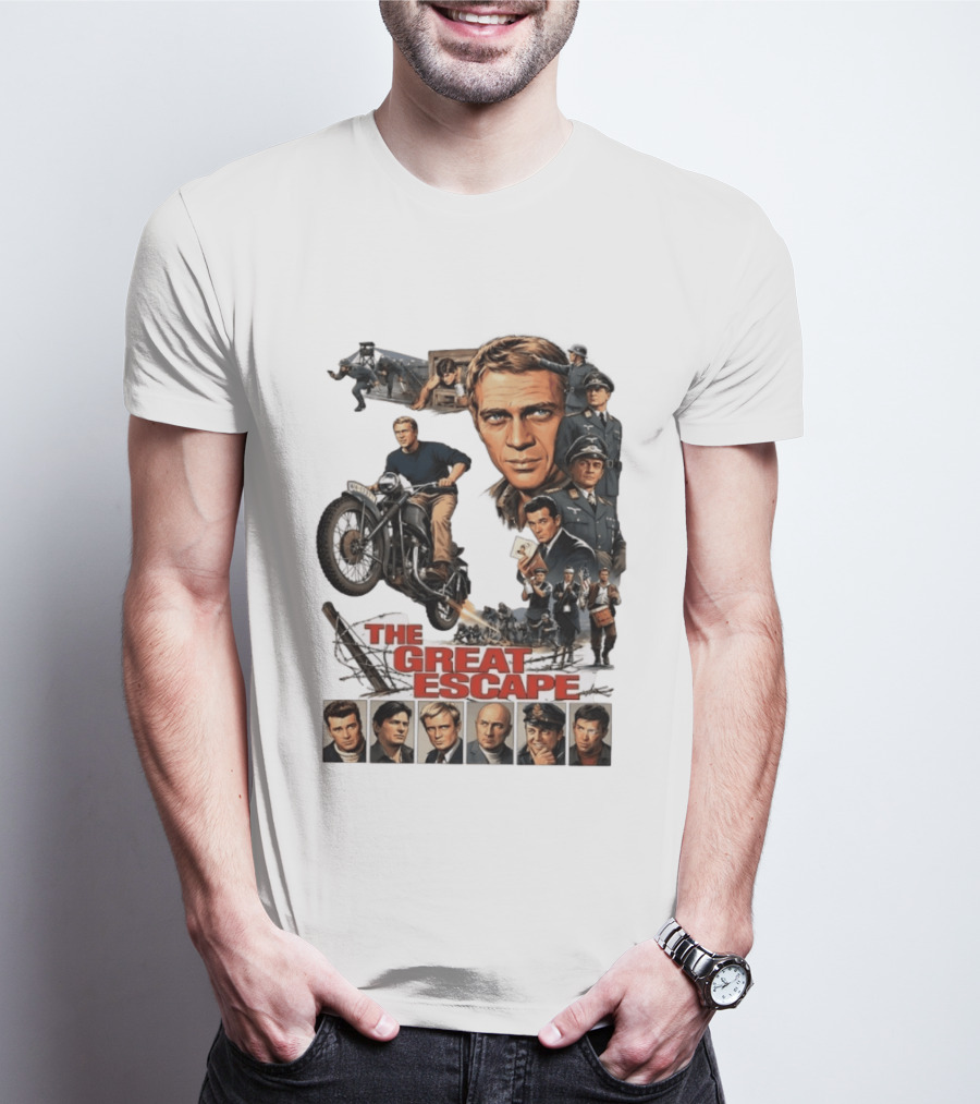 The Great Escape Classic Cinema Movie Steve McQueen 60s War Film T-Shirt