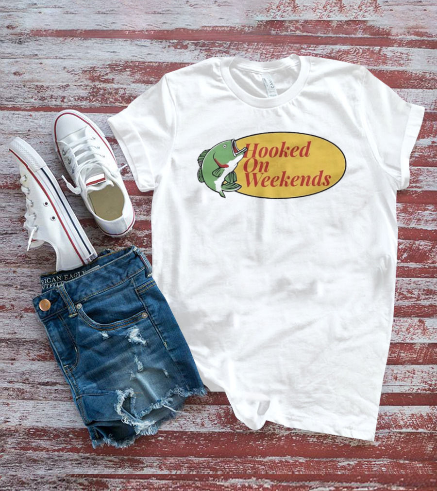 Hooked On Weekends Fishing Outdoors Weekend Fish Clipart T-Shirt