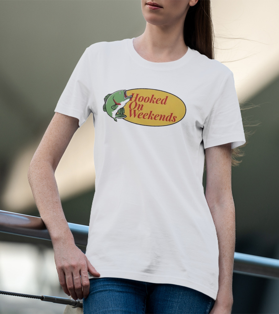 Hooked On Weekends Fishing Outdoors Weekend Fish Clipart T-Shirt