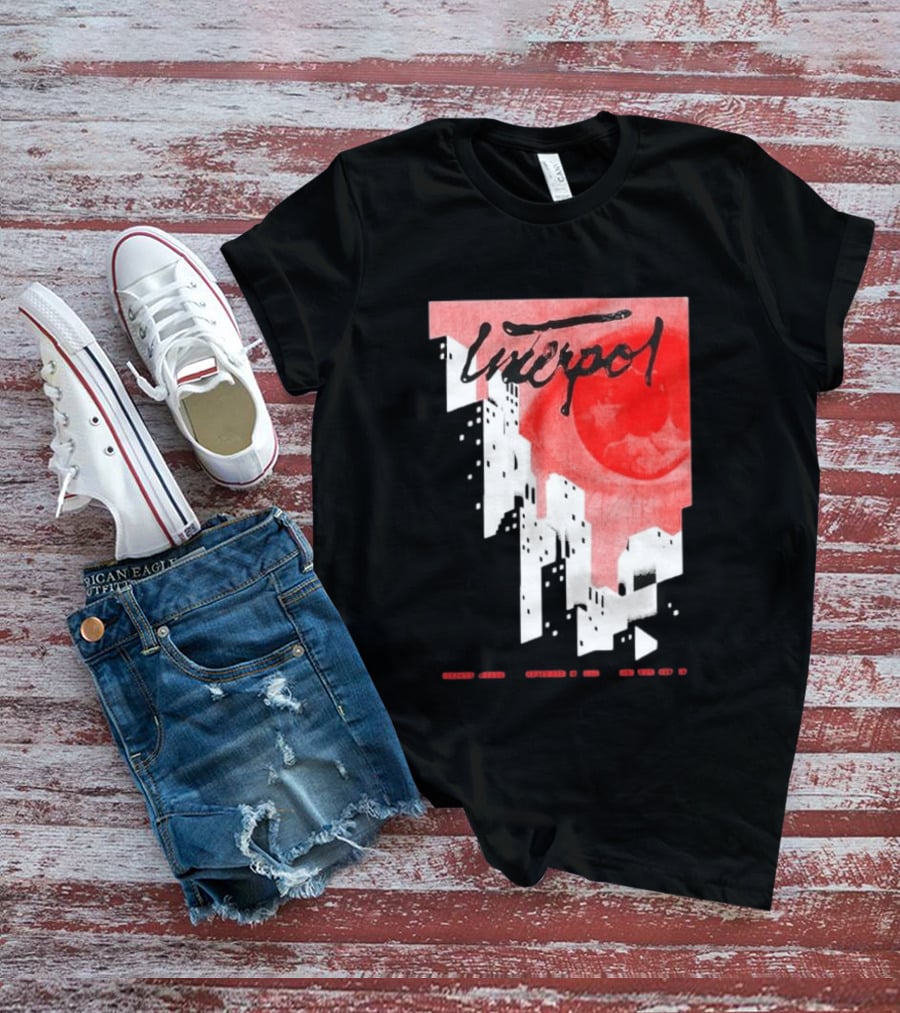 Interpol New York September 27 2026 Tour Cities Skyline Red Moon T-Shirt