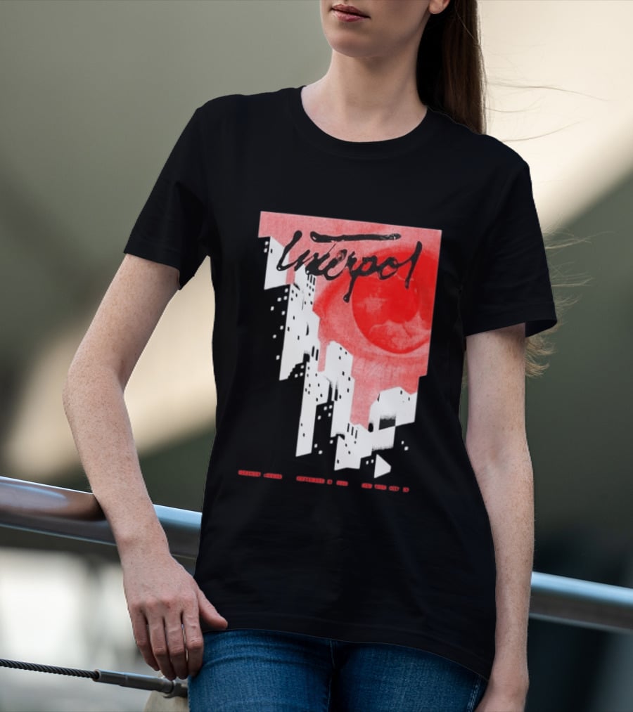 Interpol New York September 27 2026 Tour Cities Skyline Red Moon T-Shirt