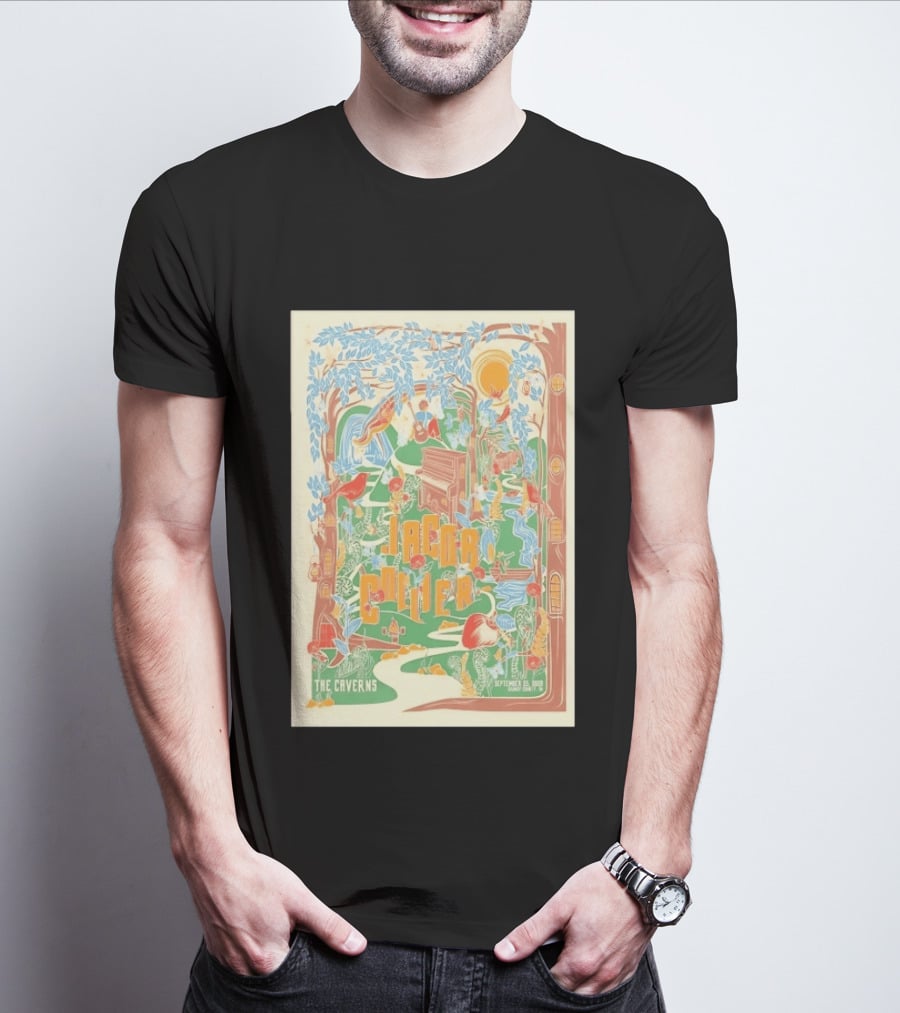 Jacob Collier The Caverns September 25 2026 Musical Forest Scene With Birds And Nature T-Shirt