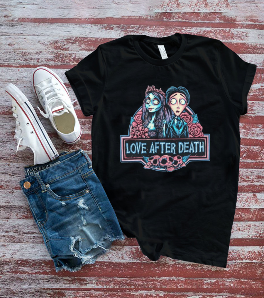 Corpse Bride Love After Death Tim Burton Roses Skulls T-Shirt