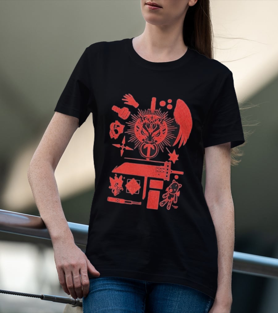 Damien Haas Final Fantasy Symbols And Iconic Items T-Shirt