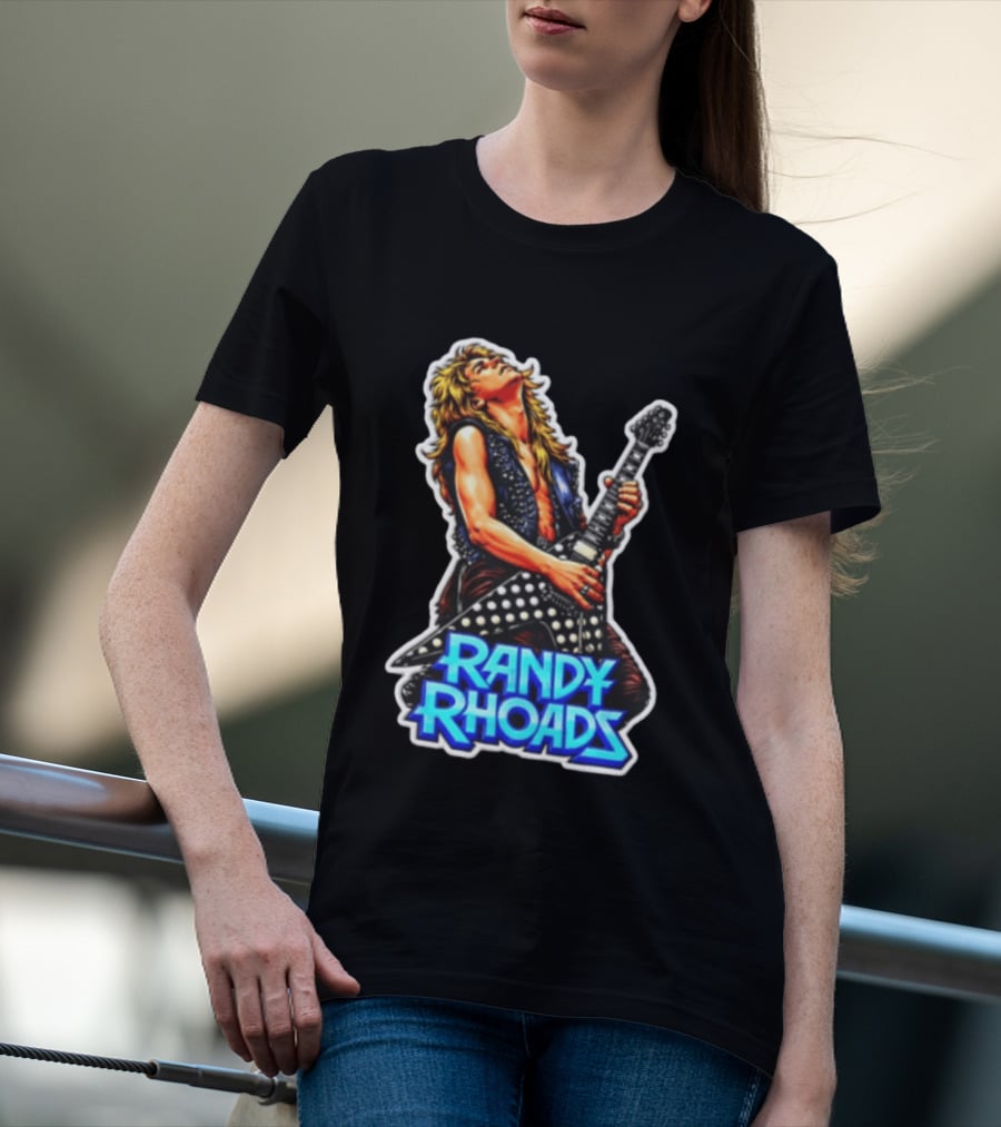 Randy Rhoads Polka Guitar Blonde Guitarist Playing T-Shirt
