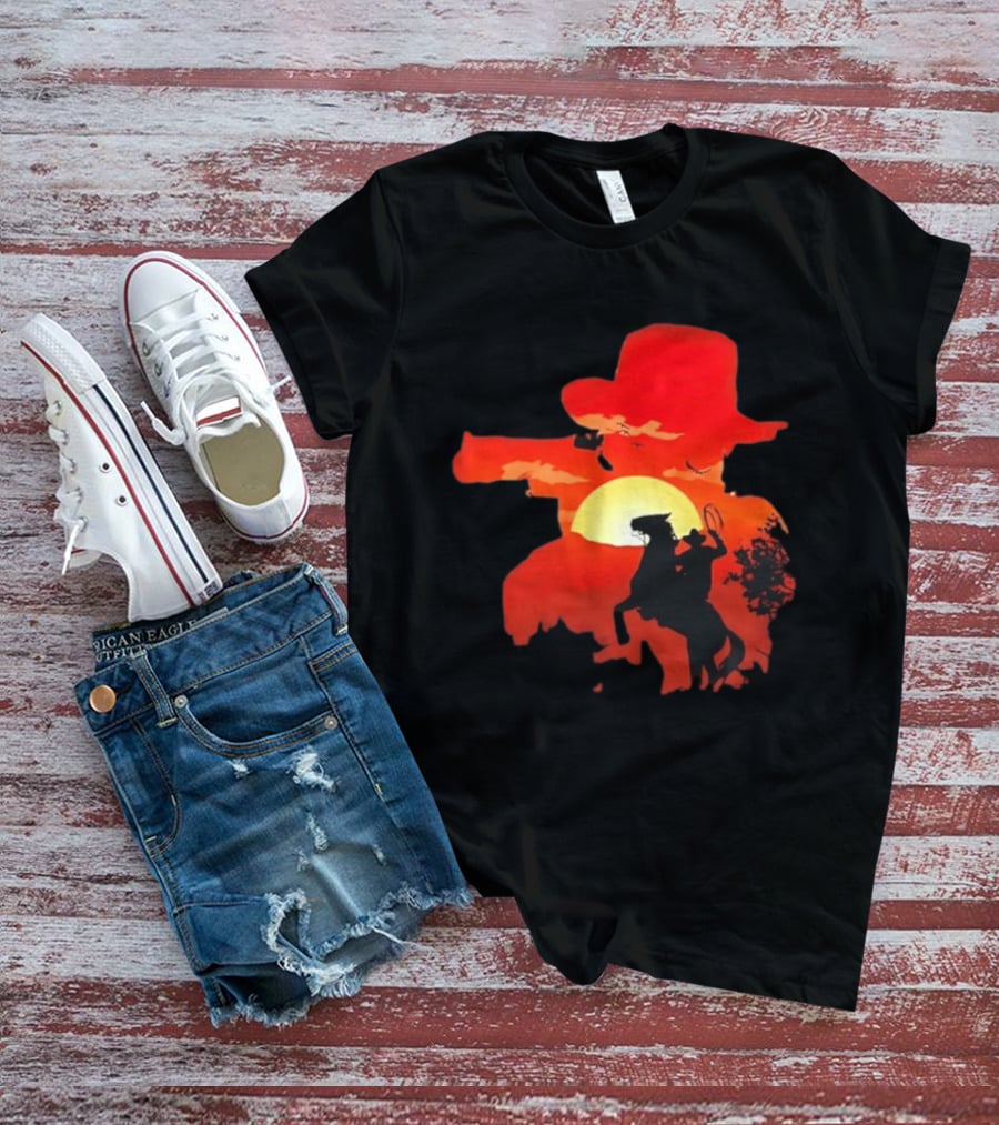 Red Dead Redemption Cowboy Sunset Western Horseback Adventure T-Shirt
