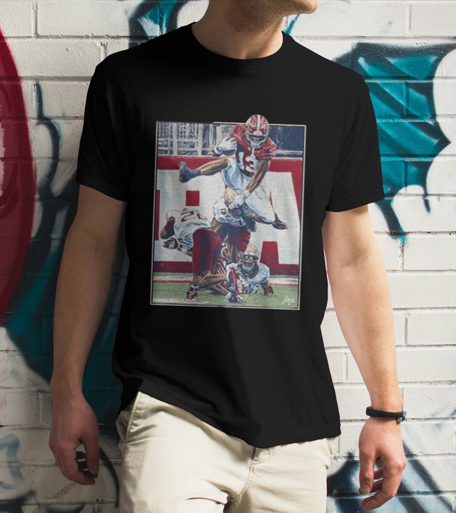 Alabama Football EJ Crowell Leaping Over Noles Defenders T-Shirt