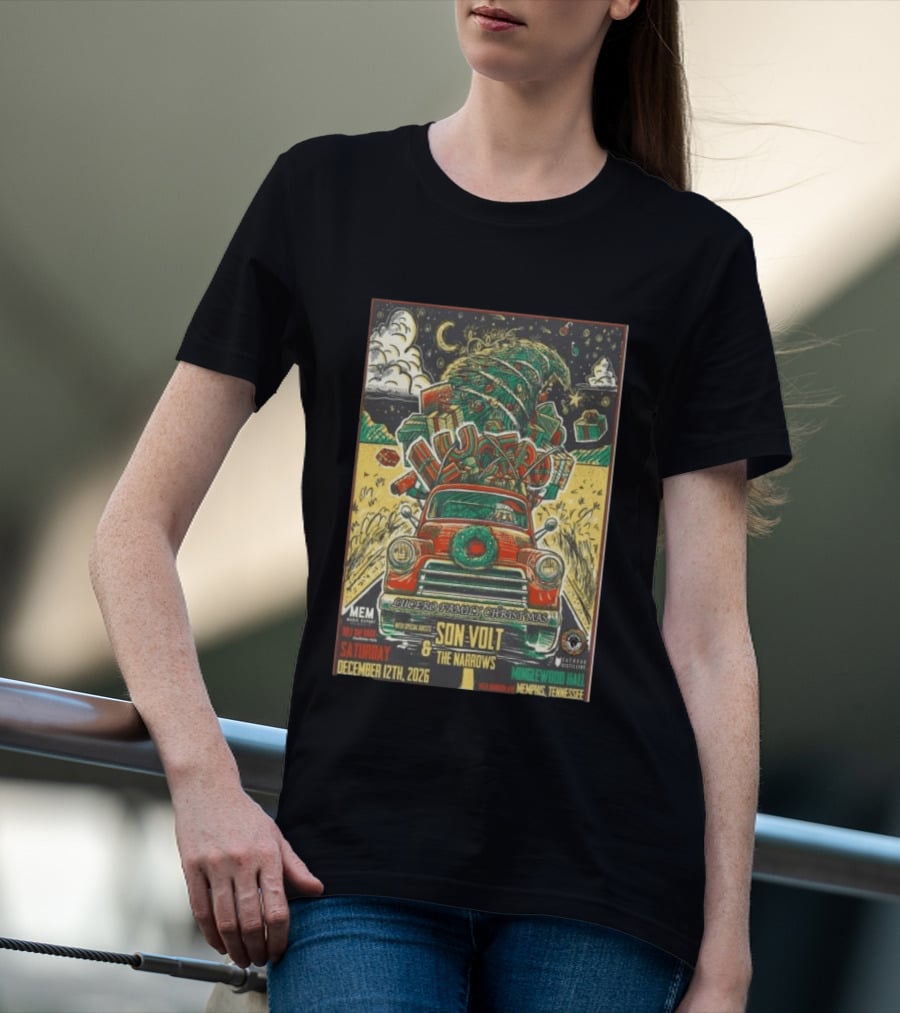 Lucero Family Christmas Concert Memphis Minglewood Hall December 12 2026 Featuring Son Volt And The Narrows Holiday Bash T-Shirt