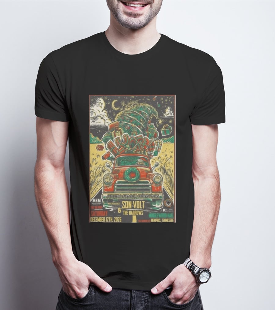 Lucero Family Christmas Concert Memphis Minglewood Hall December 12 2026 Featuring Son Volt And The Narrows Holiday Bash T-Shirt