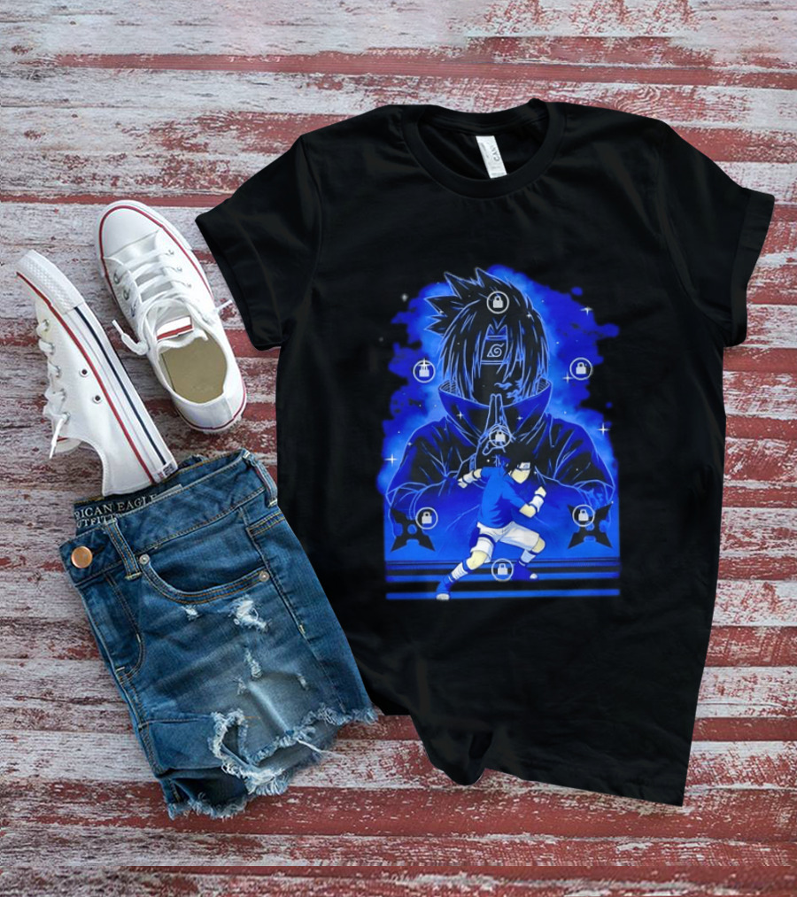 Sasuke Uchiha Naruto Anime Ninja Sharingan Chidori Jutsu T-Shirt