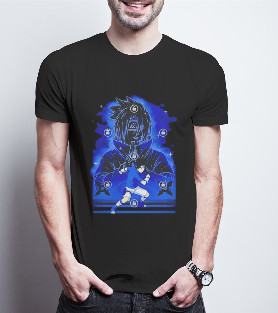 Sasuke Uchiha Naruto Anime Ninja Sharingan Chidori Jutsu T-Shirt