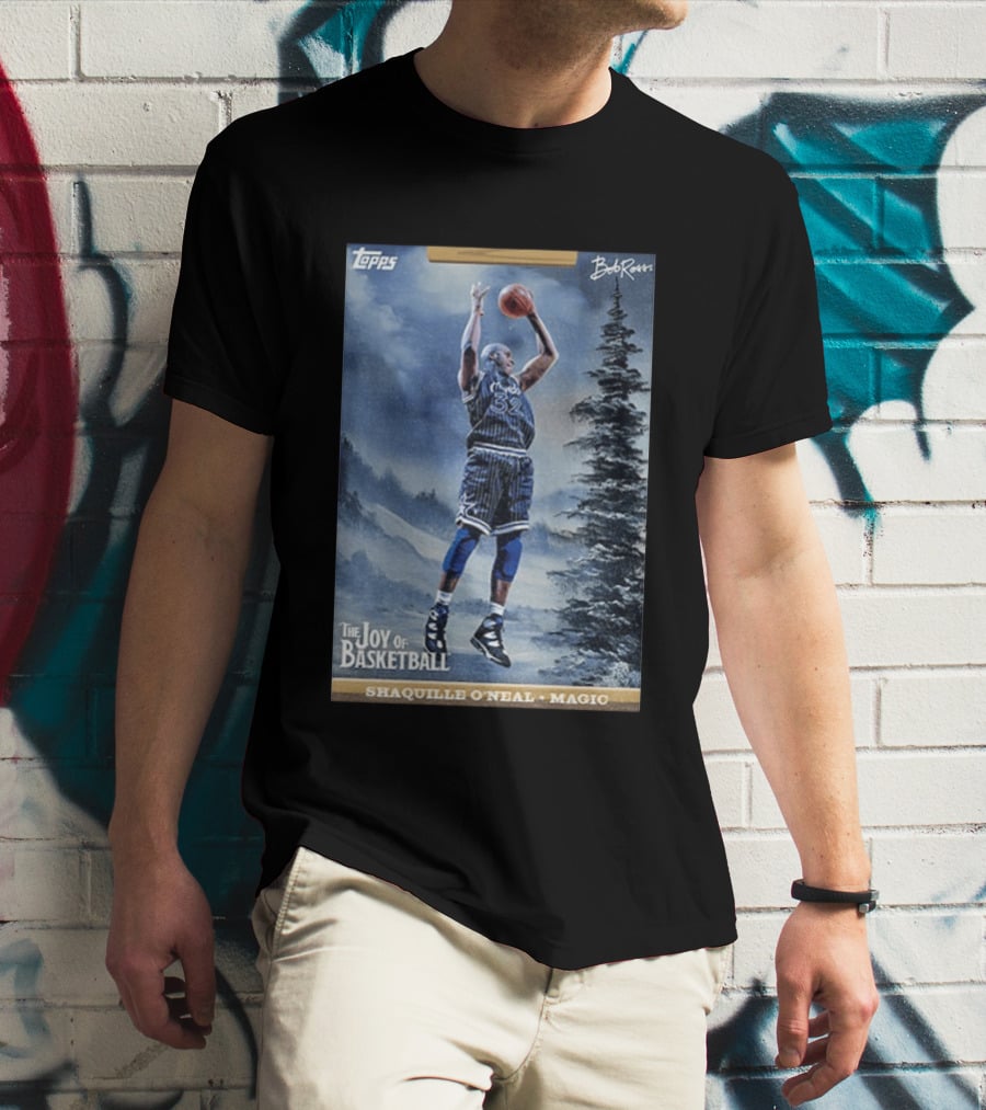 Shaquille O'Neal Magic Topps Bob Ross The Joy Of Basketball Card T-Shirt