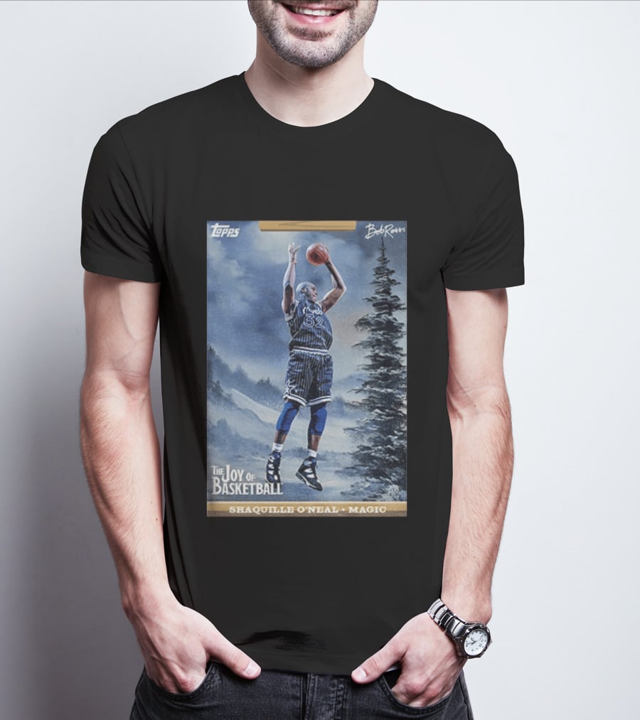 Shaquille O'Neal Magic Topps Bob Ross The Joy Of Basketball Card T-Shirt