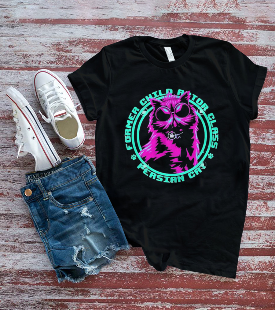 Former Child Actor Class Persian Cat Neon Crowned Kitty T-Shirt